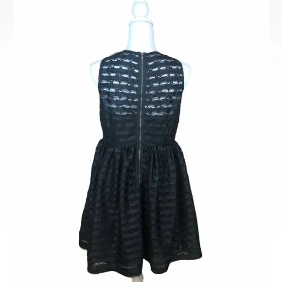 Anthropologie Finn & Clover Fit and Flare cut Mesh Black Lace Dress Size Small - Picture 5 of 5